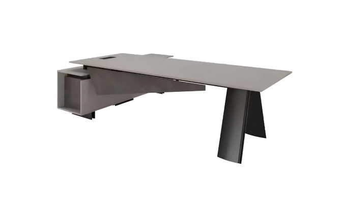 Großer Grauer Eckschreibtisch Arbeitszimmermöbel Modernes Design Luxus