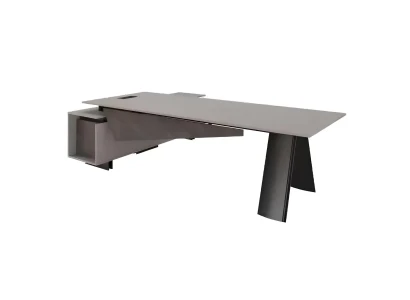 Großer Grauer Eckschreibtisch Arbeitszimmermöbel Modernes Design Luxus