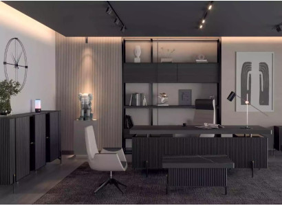 Designer Büromöbel SChreibtisch Sideboard Schwarze Arbeitszimmermöbel