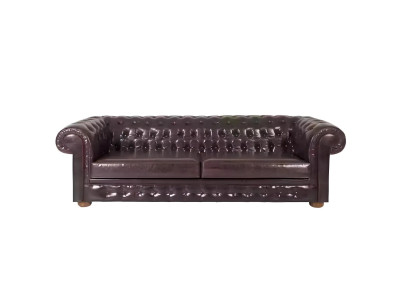 Holz 3-Sitzer Sofa in Naturfarben, eleganter Chesterfield-Stil