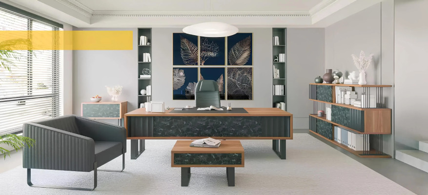 Moderne Arbeitszimmermöbel Büro Set Schreibtisch Couchtisch Aktenschrank