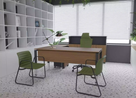 Eckschreibtisch Sideboard Arbeitszimmer Büro Einrichtung Chef Möbel Design