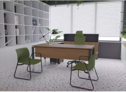 Eckschreibtisch Sideboard Arbeitszimmer Büro Einrichtung Chef Möbel Design