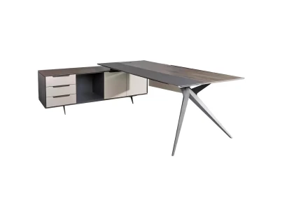 Massiver Eckschreibtisch Arbeitstisch Büromöbel Luxus Tisch Designer Möbel
