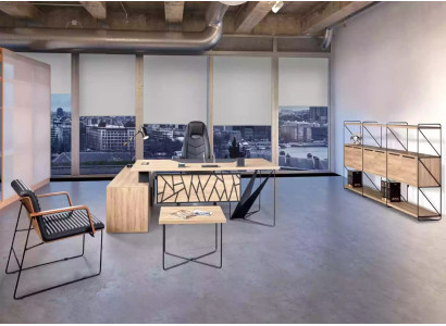 Design Eckschreibtisch Büro Einrichtung Chef Zimmer Möbel Braun
