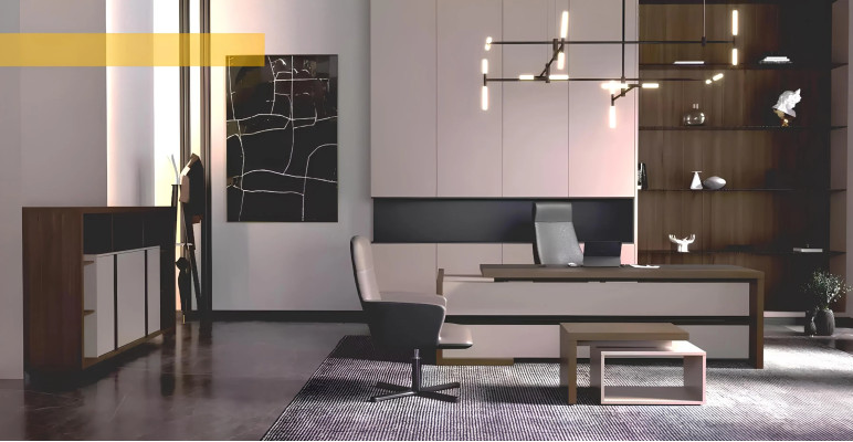 Arbeitszimmer Schreibtisch Couchtisch Sideboard Modern Holz Braun