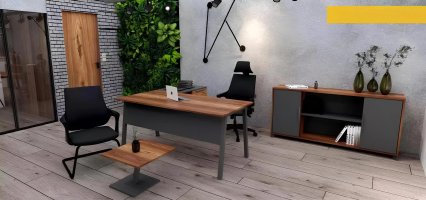 Eckschreibtisch Couchtisch Bücherregal Holz Buro Arbeitszimmer Braun