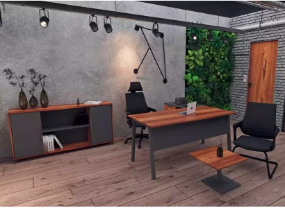 Eckschreibtisch Couchtisch Bücherregal Holz Buro Arbeitszimmer Braun