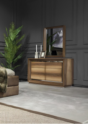 Elegantes Schlafzimmer Braun Kommode Kleiderschrank Bett Möbel 6tlg.