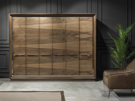 Elegantes Schlafzimmer Braun Kommode Kleiderschrank Bett Möbel 6tlg.