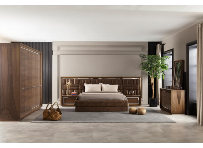 Braunes Schlafzimmer Polster Bett Hotel Möbel Einrichtung 4tlg. Komplett Set