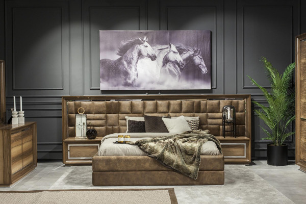 Schlafzimmer Set Komplett Kleiderschrank Schrank Nachttische Bett 5tlg.