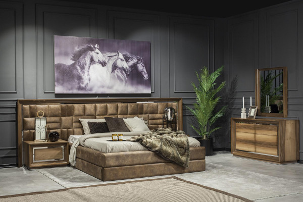 Schlafzimmer Set Komplett Kleiderschrank Schrank Nachttische Bett 5tlg.