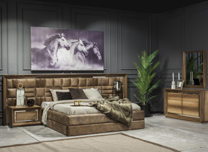 Kommode + Spiegel Modern Style Braun mit Aufbewahrung Luxus Set Neu