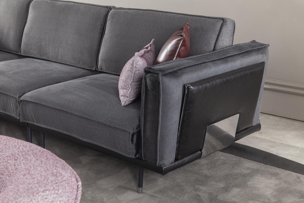 Italienische Stil Möbel Sofagarnitur Graue Couch Sofa Sitzpolster Loft 3tlg.