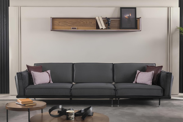 Italienische Stil Möbel Sofagarnitur Graue Couch Sofa Sitzpolster Loft 3tlg.