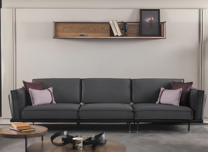 Italienische Stil Möbel Sofagarnitur Graue Couch Sofa Sitzpolster Loft 3tlg.