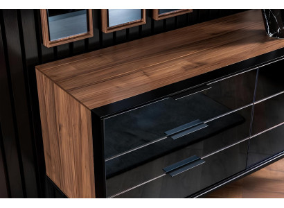 Schlafzimmer Set Möbel Komplett Set Schwarzes Bett Schrank Nachttische 8tlg