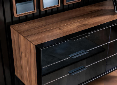 Schlafzimmer Set Möbel Komplett Set Schwarzes Bett Schrank Nachttische 8tlg