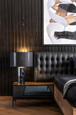 Luxus Nachttisch mit Glasfronten Brauner Beistelltisch Nachttische Hotel