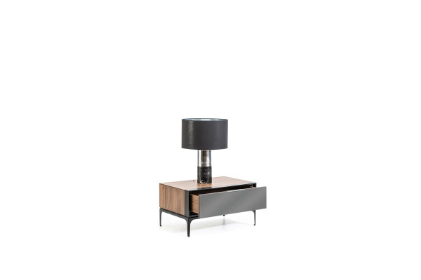 Luxus Nachttisch mit Glasfronten Brauner Beistelltisch Nachttische Hotel