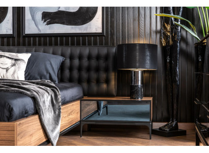 Luxus Nachttisch mit Glasfronten Brauner Beistelltisch Nachttische Hotel