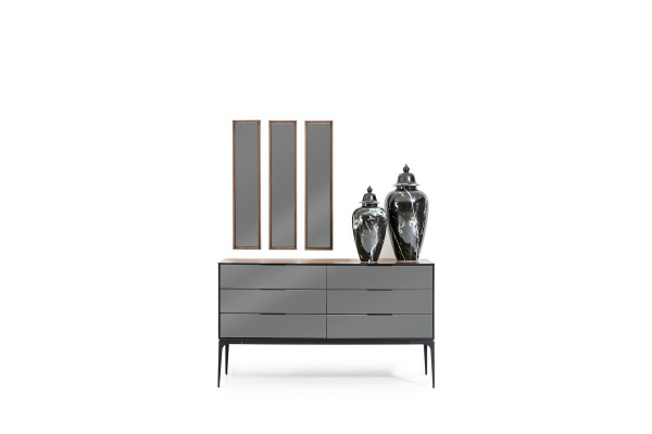 Kommode Praktisch fürs Schlafzimmer schwarz mit Stauraum 139cm Sideboard