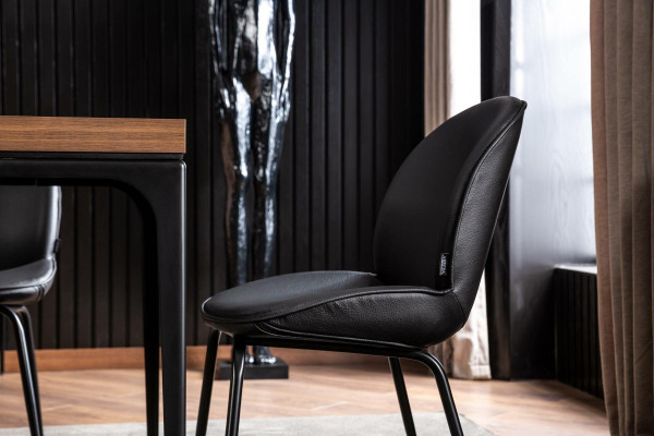 Schwarzer Stuhl in moderner Lehnstuhl Schwarz Loft Sitz Möbel Lehnstühle