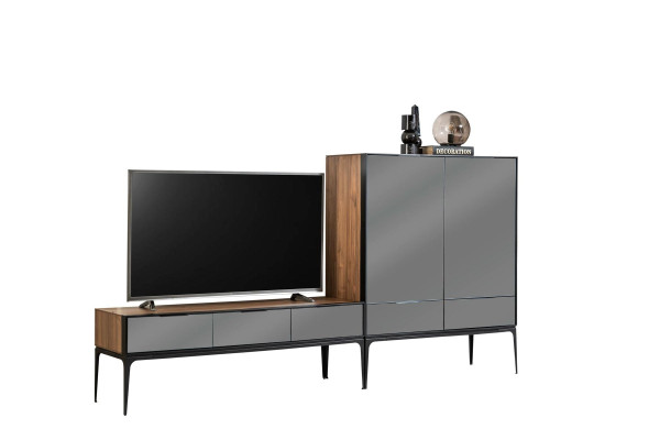 rtv Wohnwand mit Spiegel tv Fronten Schrank Schwarz Braune Schrank Wand