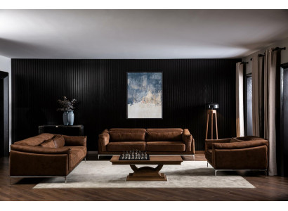 Dreisitzer Couch Sofa Möbel Weiche Couchen Braune Wildleder Optik Sofas