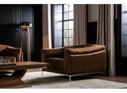 Sessel in Braun Modern Style Mittel gepolstert Luxuriös Bequem Einsitzer