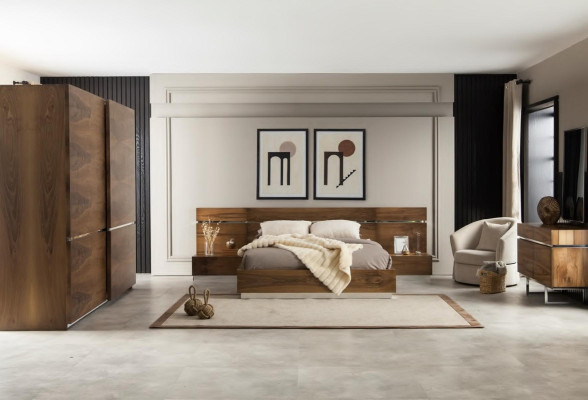 Schlafzimmer Set Komplett Kleiderschrank Schrank Nachttische Bett 4tlg.