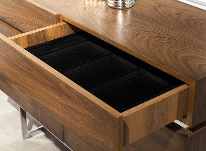 Luxus Kommode 130cm Sideboard mit Spiegel 2tlg. Set Braunes Regal Möbel