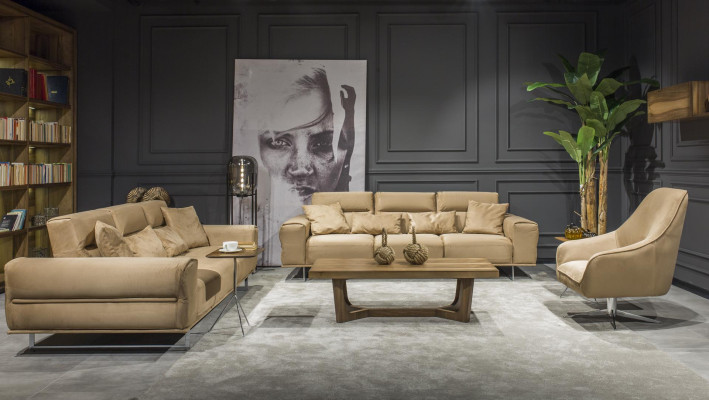 Luxus Sofagarnitur Creme Sofa Couch 3+3+1 + Couchtisch 4tlg. Couchen Set