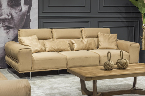 Creme Couch Dreisitzer Polster Möbel Wohnzimmer Couchen Sitzpolster