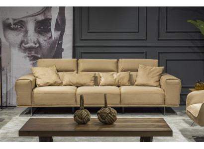 Creme Couch Dreisitzer Polster Möbel Wohnzimmer Couchen Sitzpolster