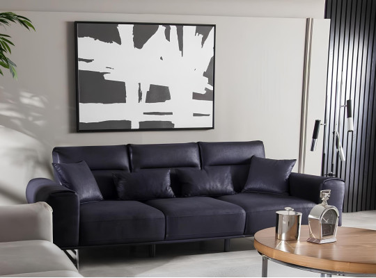 Weiche Design Couch Polster Möbel Luxus Dreisitzer Couchen Schwarz Sofas