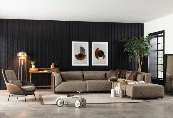 Sessel Lehnstuhl Wohnzimmer Relax Stühle Club Lounge Möbel Braun Sofa