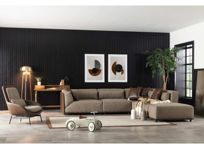 Sessel Lehnstuhl Wohnzimmer Relax Stühle Club Lounge Möbel Braun Sofa