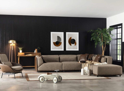 Sessel Lehnstuhl Wohnzimmer Relax Stühle Club Lounge Möbel Braun Sofa