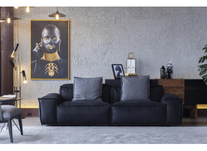 Gemütliche Dreisitzer Couch Polster Sofa Möbel Stoff Couchen Wohnzimmer