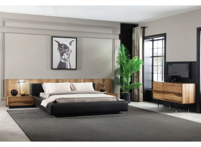 Bett Luxusmöbel 160x200 cm Doppelbett In schwarzer Farbe in modernem