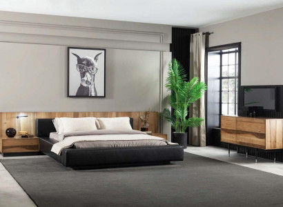 Bett Luxusmöbel 160x200 cm Doppelbett In schwarzer Farbe in modernem