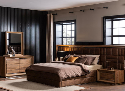 Braune Kommode im modernen Stil + Spiegel mit praktischer Aufbewahrung