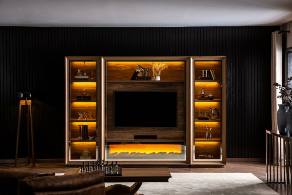 Luxus Wohnwand Anbei Wand Schrankwand Wohnwände mit Kamin Couchtisch