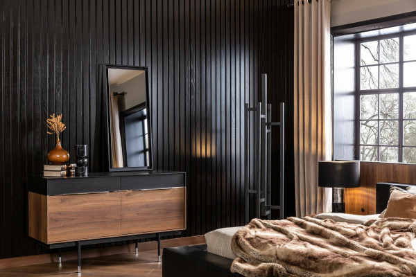 Spiegel Luxuriöser Stand Wandspiegel Schwarzer Rahmen Stil 100x46