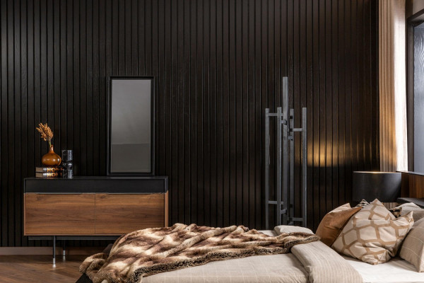 Spiegel Luxuriöser Stand Wandspiegel Schwarzer Rahmen Stil 100x46