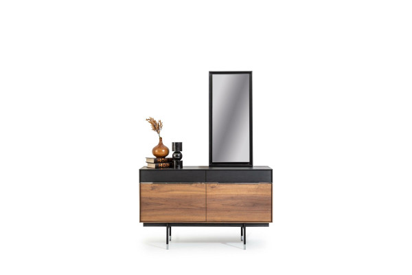 Spiegel Luxuriöser Stand Wandspiegel Schwarzer Rahmen Stil 100x46