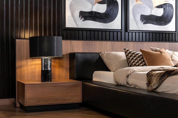 Schlafzimmer Set Bett Braun Kleiderschrank 2x Nachttisch Komplett 4tlg