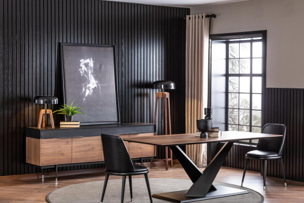 Säulentisch Küchentisch Luxus im modernen Stil brauner Tisch 208x92cm